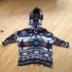 H&M Sweater Geometric Aztec Print Hood Size XS Excellent Condition Multi Color